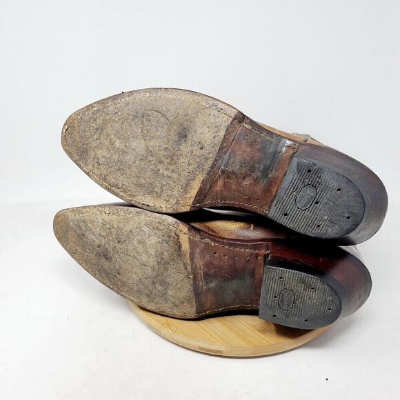 Boulet Boots Mens 9 3E WIDE Brown Leather Cowboy Shoes 1867 HillBilly Golden‎ - Picture 13 of 16